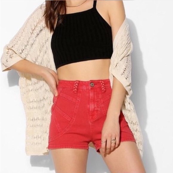 BDG Red High-waisted mom jean shorts sunray - Picture 2 of 8